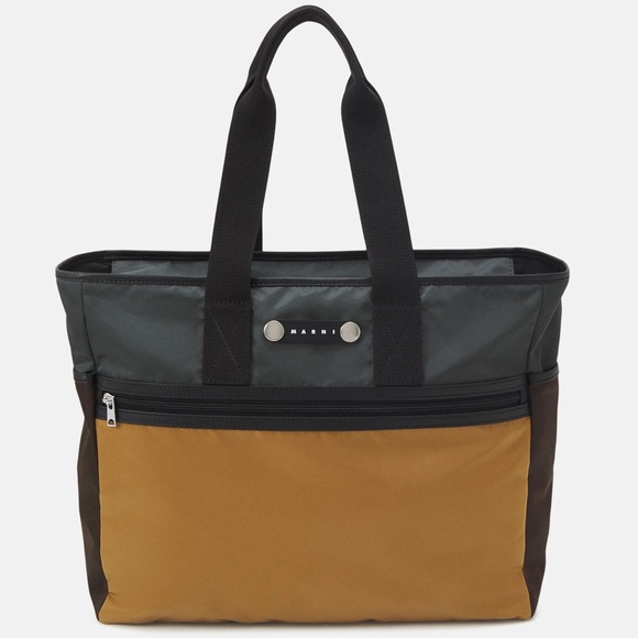 MARNI Nylon Hackney Tote Bag in Brown - Picture 1 of 8